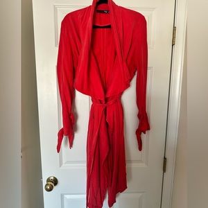 NWOT* Max Jeans Red Trench with Tied sleeves - Size Large